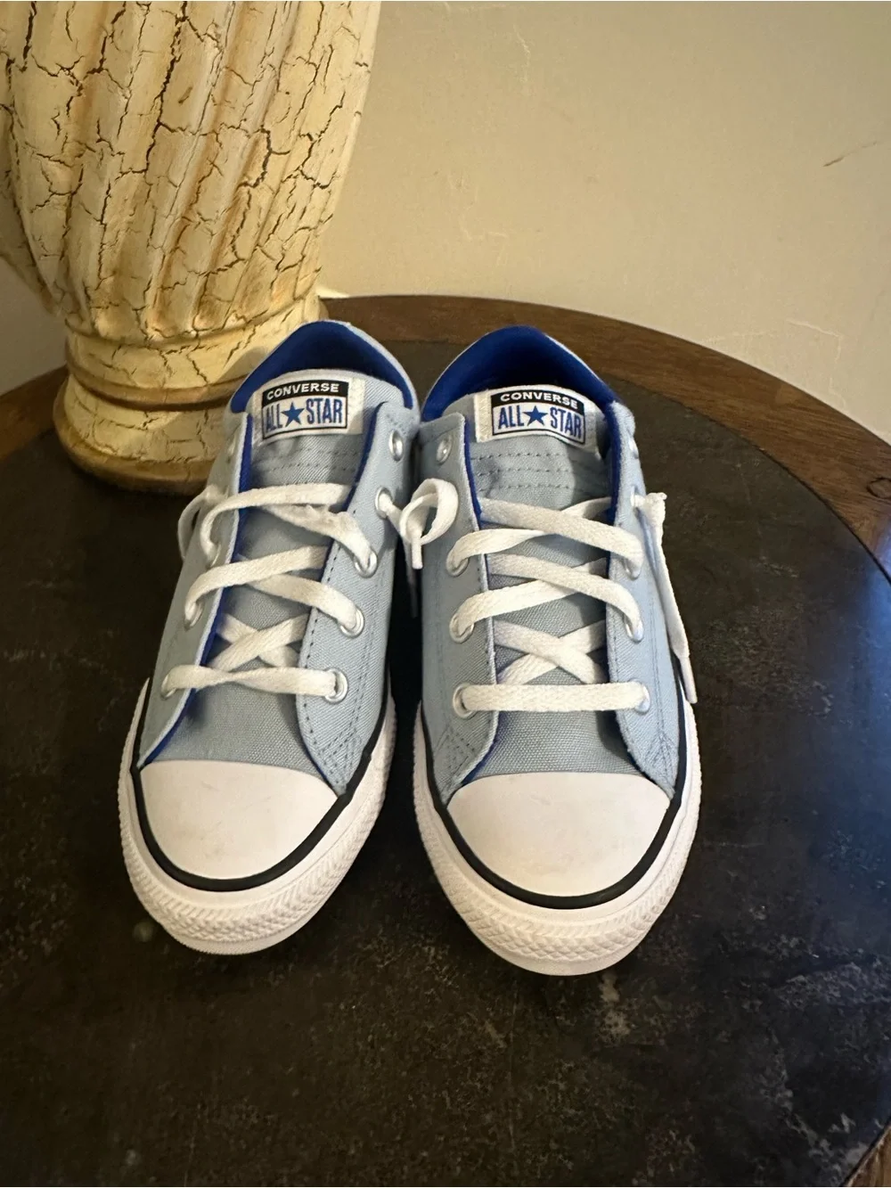Converse Kids Low Top Sneakers in Light Blue and White